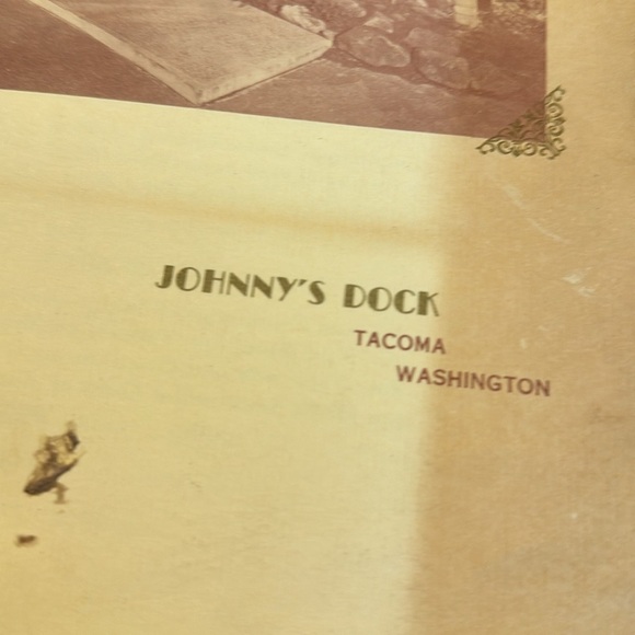 Johnnys  dock restaurant Tacoma, Washington Wood menu vintage - Picture 7 of 11